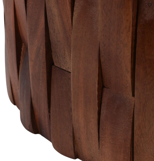 Teak Basketweave Side Table