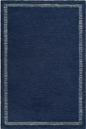 dark navy woven rug corner with light border, minimalist coastal design