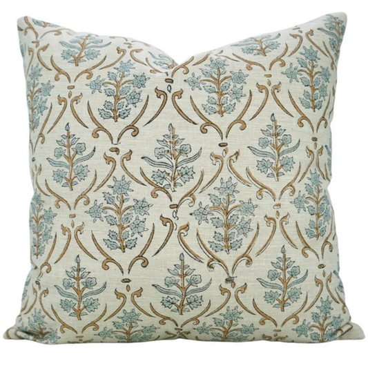 Blue n Brown Floral Pillow