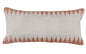 cream woven outdoor rectangle pillow with terracotta geometric pattern