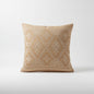tan and beige geometric woven pillow with diamond and chevron pattern and textured artisan weave