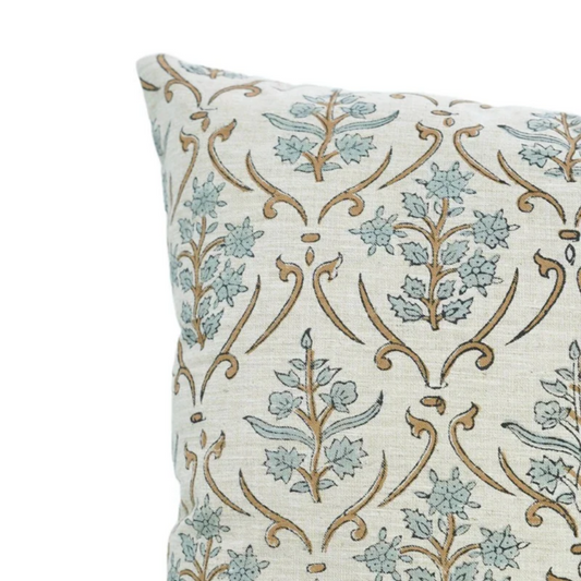 Blue n Brown Floral Pillow