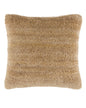 Light tan wool decorative pillow with a soft shaggy texture on a white background.