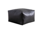 black leather cube ottoman with stitched edges