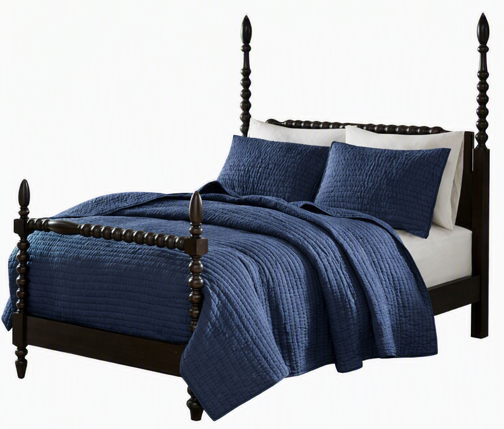 Serene Blue Cotton Quilt Set