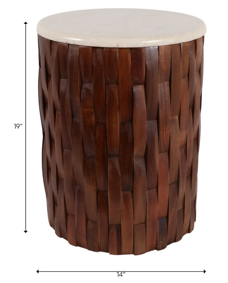 Teak Basketweave Side Table