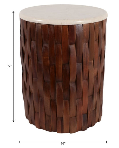 Teak Basketweave Side Table