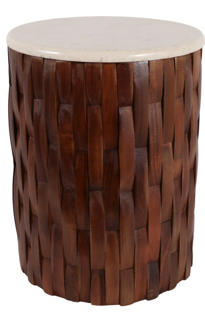 Teak Basketweave Side Table