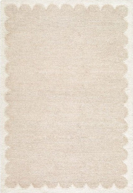 Two Tone Cream Scallloped Area Rug
