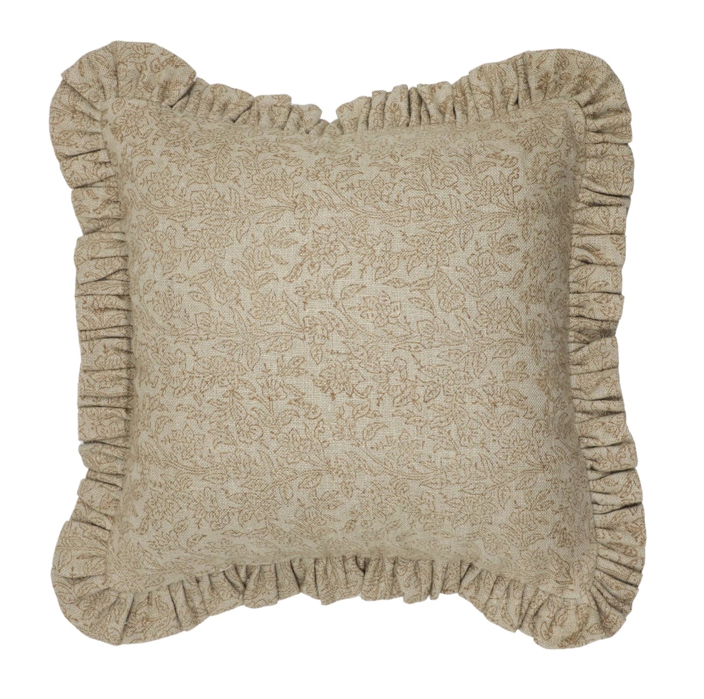 Brown Tone-on -Tone Floral Pillow