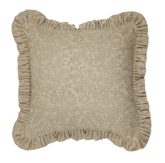Brown Tone-on -Tone Floral Pillow