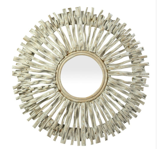 White Washed Teak Mirror